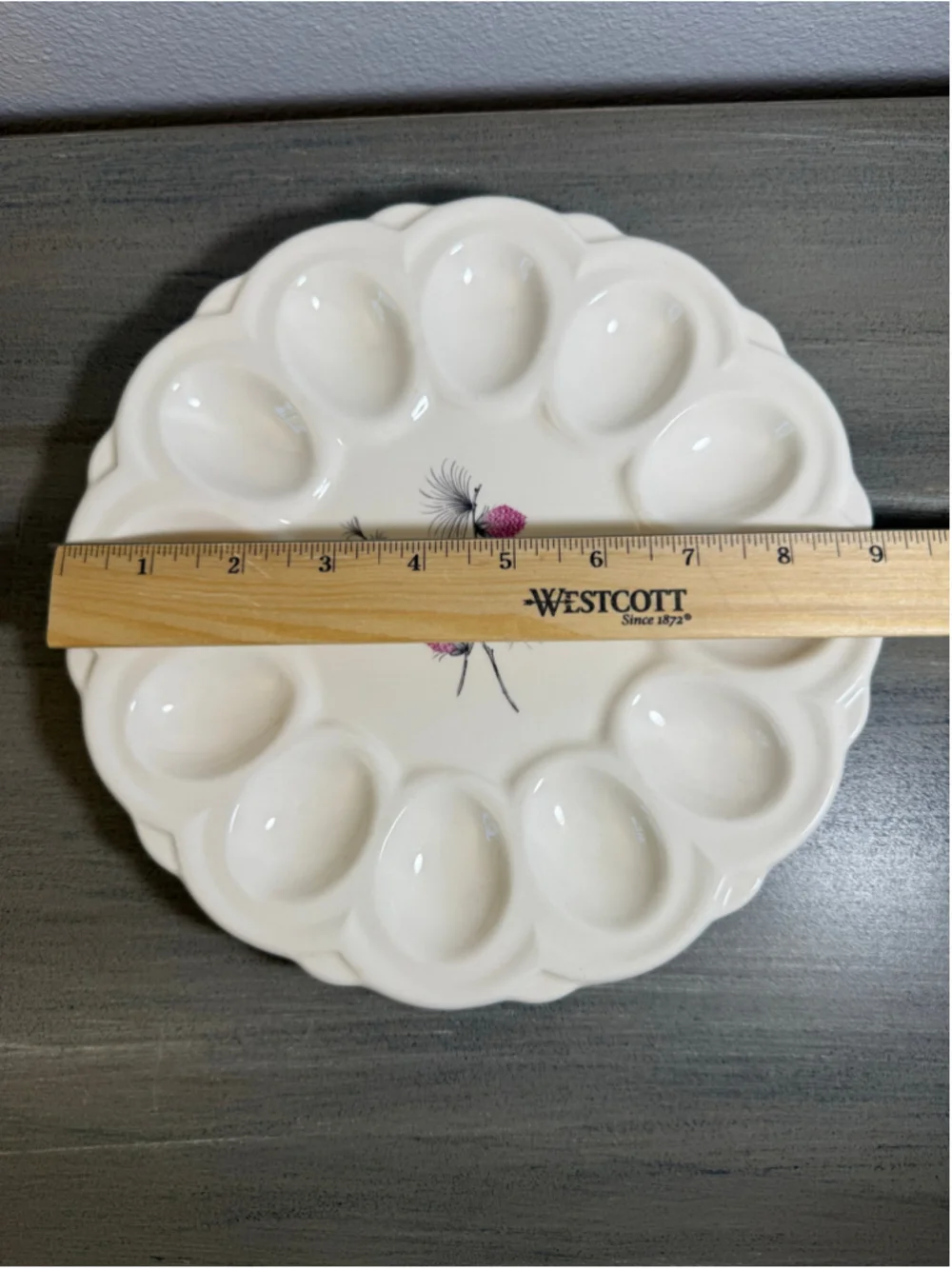 Rare Vintage Canonsburg Wild Clover 9-Inch Scalloped Deviled Egg Platter MCM
